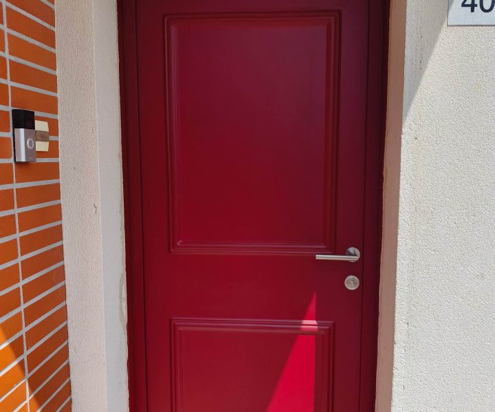 Pose porte entrée alu recto